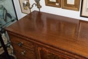 A fine antique Scottish chest of seven drawers, mahogany with ebony string inlay and satinwood cross-banding with original horn and mother of pearl inlaid knobs, original separate base with turned feet, circa 1830, 123cm high, 125cm wide, 57cm deep - 7