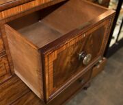 A fine antique Scottish chest of seven drawers, mahogany with ebony string inlay and satinwood cross-banding with original horn and mother of pearl inlaid knobs, original separate base with turned feet, circa 1830, 123cm high, 125cm wide, 57cm deep - 11