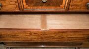 A fine antique Scottish chest of seven drawers, mahogany with ebony string inlay and satinwood cross-banding with original horn and mother of pearl inlaid knobs, original separate base with turned feet, circa 1830, 123cm high, 125cm wide, 57cm deep - 12