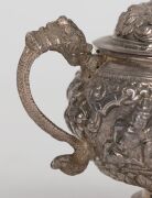 A Burmese silver lidded teapot with repousse decoration, 20th century, stamped "95 SILVER BURMA", ​​​​​​​12cm high - 7