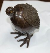 A Japanese bronze quail censer, together with a Blanc de Chine Guanyin&nbsp;statue, late 20th century, (2 items), 13cm and 23cm high - 2