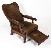 An antique English rosewood reclining library chair, Louden design, circa 1830, 104cm high, 57cm across the arms - 2