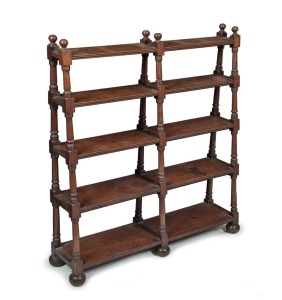 Rare Colonial Australian cedar waterfall front bookshelves, Sydney origin, circa 1840, 110cm high, 92cm wide, 26cm deep