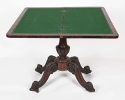 An antique English rosewood fold-over card table, early to mid 19th century, 77cm high, 91cm wide, 46cm deep - 2