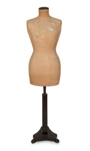 An antique dress maker's dummy, 19th century, bearing retailer's label "The Parker Store, Melbourne", 157cm high