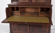 An antique English mahogany secretaire bookcase with astragal glazed doors and paladian top, early to mid 19th century. Note: Missing shelves and glass damaged. 238cm high, 126cm wide, 59cm deep - 2