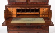 An antique English mahogany secretaire bookcase with astragal glazed arch doors, 19th century, 220cm high, 112cm wide, 50cm deep - 2