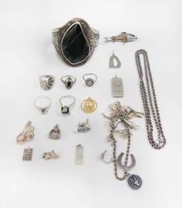 SILVER JEWELLERY: including blue zircon earrings.