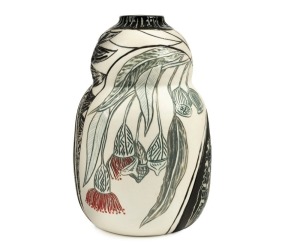 DANICA WICHTERMANN "Native Australian Botanicals" pottery vase with sgraffito decoration, signed "D. W., 2016" and titled to the base, 24cm high