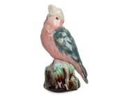 GRACE SECCOMBE pottery galah statue, incised "Grace Seccombe, Australia",  ​​​​​​​19.5cm high