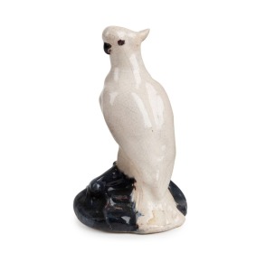 JAMES CHARLES GOODCHILD pottery cockatoo statue, signed "J.C. Goodchild", 11cm high