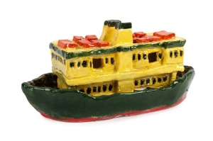 JULIAN TWIGG "Lady Northcote, 2017", glazed ceramic sculpture, incised "J.T., '17" and bearing "Australia Gallery" label, 16cm high, 34cm long
