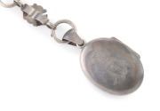 Antique Australian silver locket and ornate chain, 19th century, stamped in several places "STG. SILVER", 74 grams total  - 2