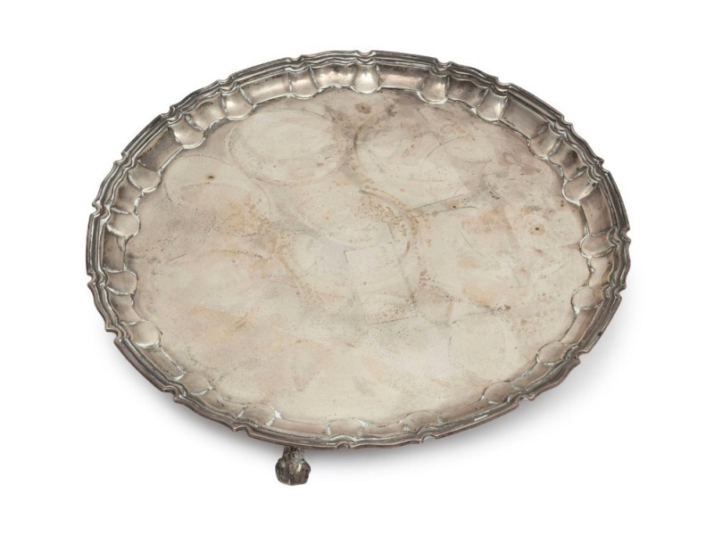 WILLIAM KERR of Sydney, Australian silver salver, 20th century, stamped "W. KERR, 925, SYDNEY", 27cm diameter, 585 grams