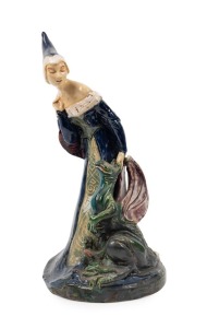 MARGUERITE MAHOOD "Sorceress" stunning pottery statue, incised "Marguerite Mahood", 32.5cm high