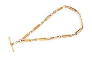 HENRY F. HUTTON of Ballarat, antique 15ct gold Albert fob chain, 19th century, stamped "H.F. HUTTON, 15ct", 39cm long, 42 grams