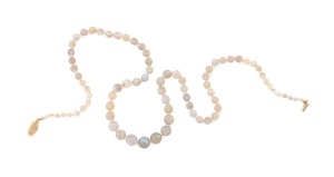 An antique Australian graduated solid opal bead necklace with 9ct gold clasp, circa 1900, 48cm long