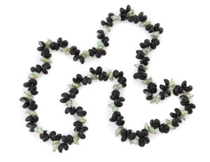 LOLA GREENO maireener (mariner) shell, and black crow shell necklace, 82cm long