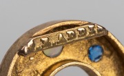 GEORGE RICHARD ADDIS of Kalgoorlie antique Australian 15ct gold stock-pin brooch with horseshoe, set with blue sapphires and opals, late 19th century, stamped "ADDIS", ​​​​​​​4.5cm wide, 4.3 grams - 2