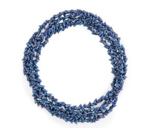 Vintage blue maireener (mariner) shell bead necklace, 176cm long