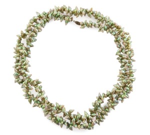 A vintage green maireener (mariner) shell bead necklace, ​​​​​​​100cm long