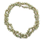 A vintage green&nbsp;maireener (mariner) shell bead necklace, ​​​​​​​100cm long