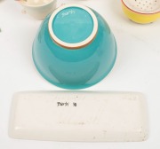 BARBI&nbsp;LOCK LEE Australiana ceramic table ware and tea ware, adorned with Australian birds, (10 items), signed "Barbi", the largest 14cm high - 2