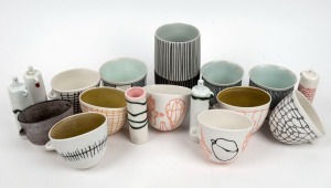 Seventeen pieces of contemporary Australian studio ceramics, the largest 14.5cm high