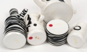 JANET De BOOS black and white Australian ceramic teapot, milk jug, mugs (2), and chocolate pot, (5 items), incised "De Boos", ​​​​​​​the largest 21cm high - 2