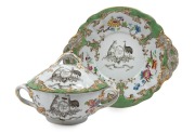 "UNION CLUB" of Hobart porcelain lidded tureen and saucer by Minton & Boyle, circa 1840, the saucer 22cm wide