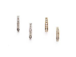 EARRINGS: Two pairs of 9ct gold hoop earrings. 6.19 grams.