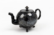JACKFIELD&nbsp;type rare 18th century lustre glazed teapot, circa 1755, 11cm high, 15.5cm wide