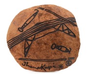 GLORIA FLETCHER THANCOUPIE stoneware bowl with oxide decoration, incised signature to base "Thancoupie", 34cm wide - 2
