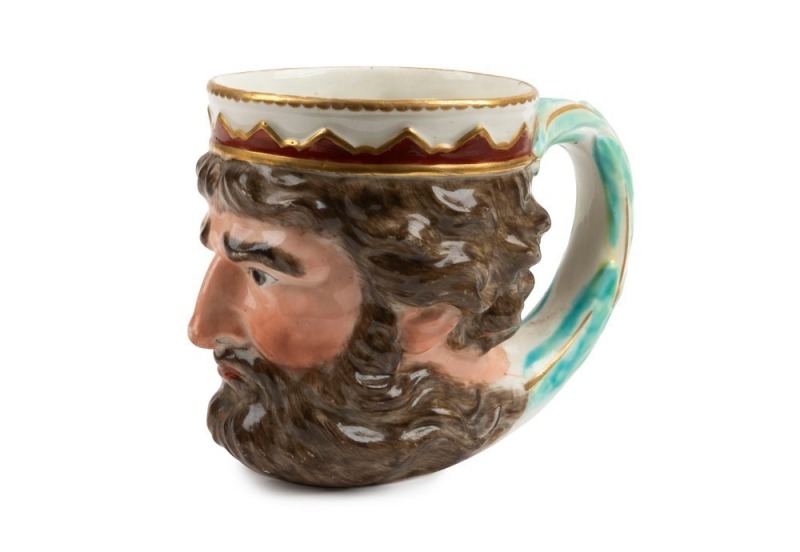 DERBY "Neptune" antique English porcelain mug, circa 1800, puce mark to base, ​​​​​​​10cm high