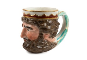 DERBY "Neptune" antique English porcelain mug, circa 1800, puce mark to base, 10cm high