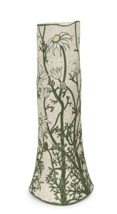 CATHY FRANZI "Flannel Flower" porcelain, engobe, sgraffito and glaze vase, signed "C. Franzi, Flannel Flower", ​​​​​​​44.5cm high