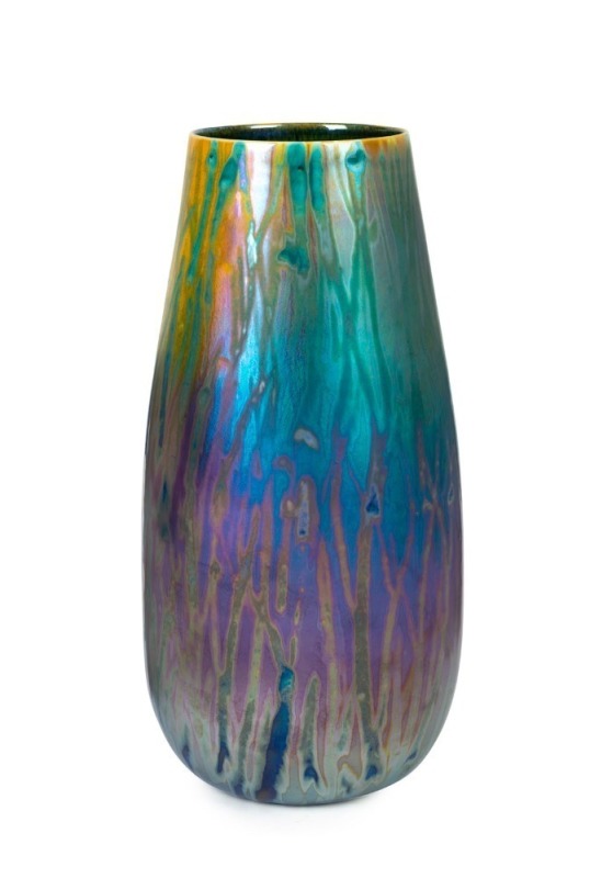 GREG DALY "Shadows In The Grass, 2013" lustre glazed ceramic vase, signed "Daly", with additional gallery card ($2,200), 36cm high