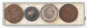 EXHIBITION MEDALS. Group of four, three of which are engraved to AUGUSTE CHARLES ALFRED BALLIN (1842 - 1909), I.) Boulogne Exposition de Tableaux 1870 silver medal, 40mm. II.) London Exhibition of Fine Arts & Industry 1871 bronze medal, 50mm. III.) London - 2