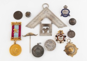 MASONIC MEDALS, military buttons, badges etc, (qty)