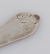 An 18th century CHANNEL ISLANDS silver trefid spoon by GEORGE MAUGER of Jersey, circa 1790, engraved "G.A.H.", 18.3cm long, 33 grams - 2