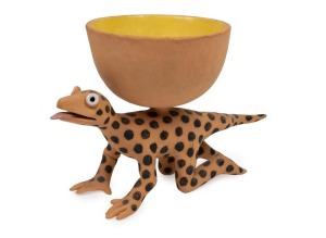 JOHN GOLDING Australian pottery lizard bowl, circa 1986, signed "Golding '86", 16cm high, 24cm long