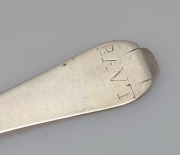 An 18th century CHANNEL ISLANDS silver trefid spoon by PIERRE AMIRAUX of Jersey, circa 1750, ​​​​​​​engraved "P.A.V.T.", 17.5cm long, 32 grams - 2