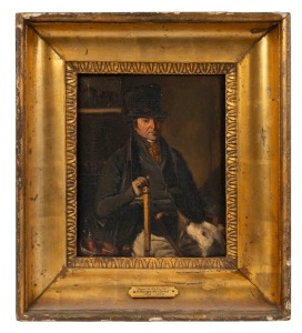 GEORGE MORLAND (British, 1763 - 1804), Squire Roberts, oil on wood panel, titled verso with additional title and name plaque affixed to frame. 20 x 17cm, 34 x 30cm overall