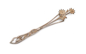 HARRIS & SON of Western Australia, silver paper knife with native floral decoration, in original branded box, stamped "FLANNEL FLOWER, HARRIS & SON, STG. SILVER", 17cm long, 20 grams