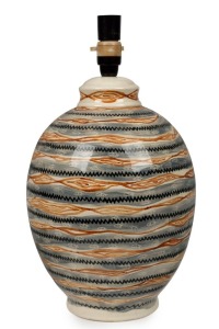 MARTIN BOYD "GARUWA" large pottery table lamp with stylised Aboriginal fish motif, incised "Martin Boyd, Australia", 44cm high overall