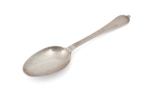 An 18th century CHANNEL ISLANDS silver trefid spoon by GEORGE MAUGER of Jersey, circa 1790, engraved "G.A.H.", 18.3cm long, 33 grams