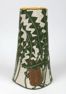 CATHY FRANZI "Banksia Gardneri" porcelain, engobe, sgraffito and glaze vase, signed "C. Franzi, Banksia Gardneri", 39cm high