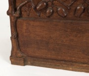 ROBERT PRENZEL Australian blackwood blanket box, carved with gumnuts, leaves and branches, early 20th century, ink stamp "Toorak Road" label to base, 45cm high, 90cm wide, 46cm deep - 6