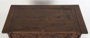 ROBERT PRENZEL Australian blackwood blanket box, carved with gumnuts, leaves and branches, early 20th century, ink stamp "Toorak Road" label to base, 45cm high, 90cm wide, 46cm deep - 8