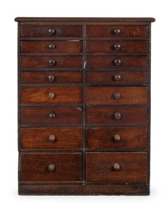 An antique Australian cedar chest of sixteen drawers, New South Wales origin, mid 19th century, ​​​​​​​98cm high, 75cm wide, 30cm deep